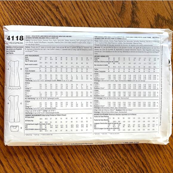 UNCUT 2010s Simplicity 4118 Sewing Pattern Womens XXS-M Petite Dress & Clutch - Picture 2 of 2